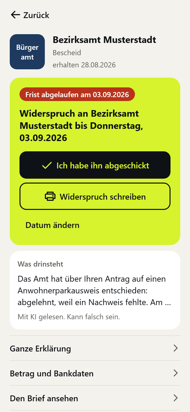 Ein Brief, in einfachen Worten